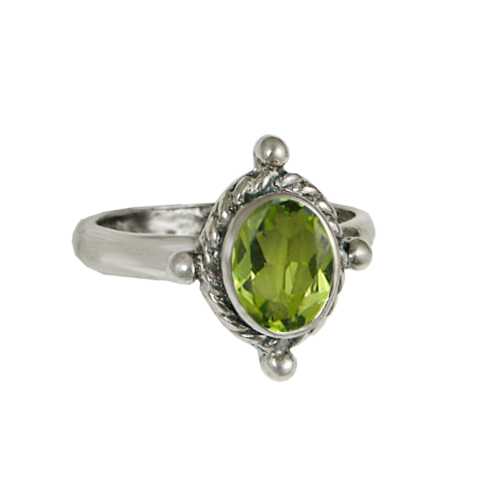 Sterling Silver Gemstone Ring With Peridot Size 10